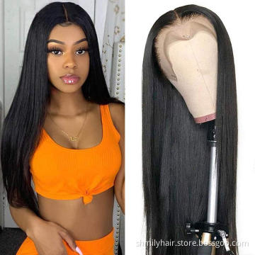 Shmily Wholesale Lace Human Hair Wigs Brazilian Straight 150% 13x4 Lace Wig Pre Plucked Human Hair Wig For Black Women 30 Inch